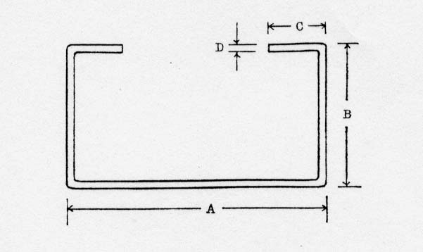 （注３）リップ溝形鋼軽量形鋼の一種で下図のような断面のものであって、その規格はＡ、Ｂ、Ｃ、Ｄの順に寸法で表示（単位mm）される。